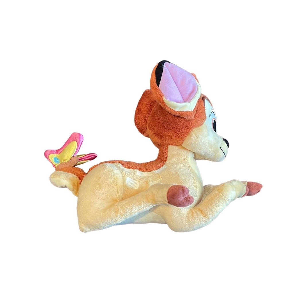 Disney Store 14" Plush Bambi Baby Deer Pink Butterfly Tail Authentic Patch Fawn